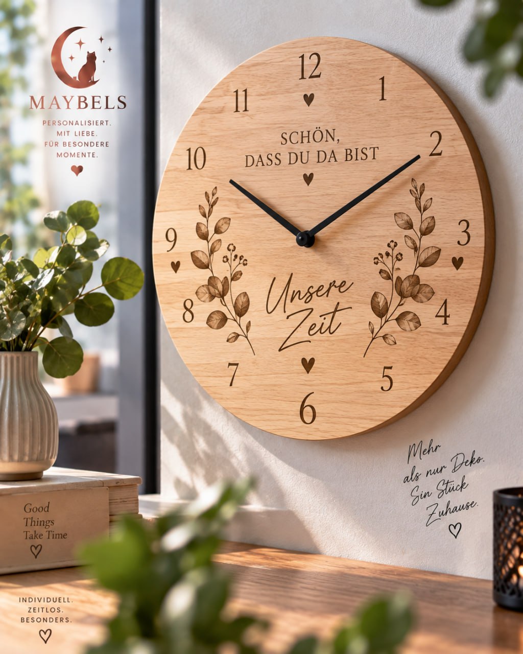 Liebevolle Wanduhr für gemeinsame Zeit